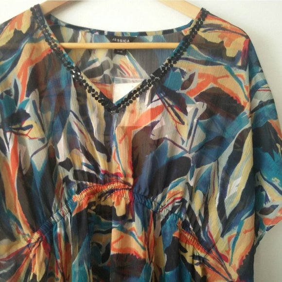 Nwt Jessica Sheer Multicoloured Cover-up - Picture 4 of 10